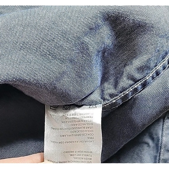Weatherproof Vintage Shirt SMALL BLUE 100% Cotton Chambray Button BLUE MOON LOGO - Picture 8 of 10